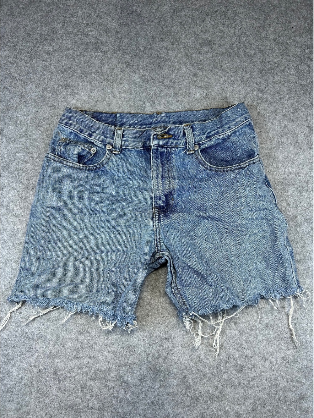 Canyon River Blues Denim Shorts Women Size 14 Regular Light Wash Frayed Hem Mom